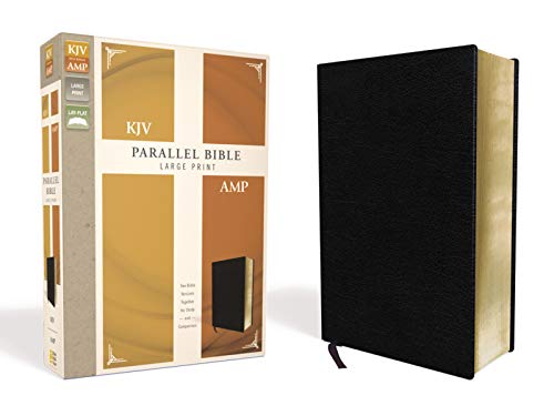 KJV, Amplified, Parallel Bible, Large Print, Bonded Leather, Black, Red Letter: Two Bible Versions Together for Study and Comparison