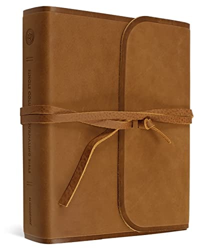 ESV, Single Column Journaling Bible (Brown, Natural Leather, Flap With Strap)